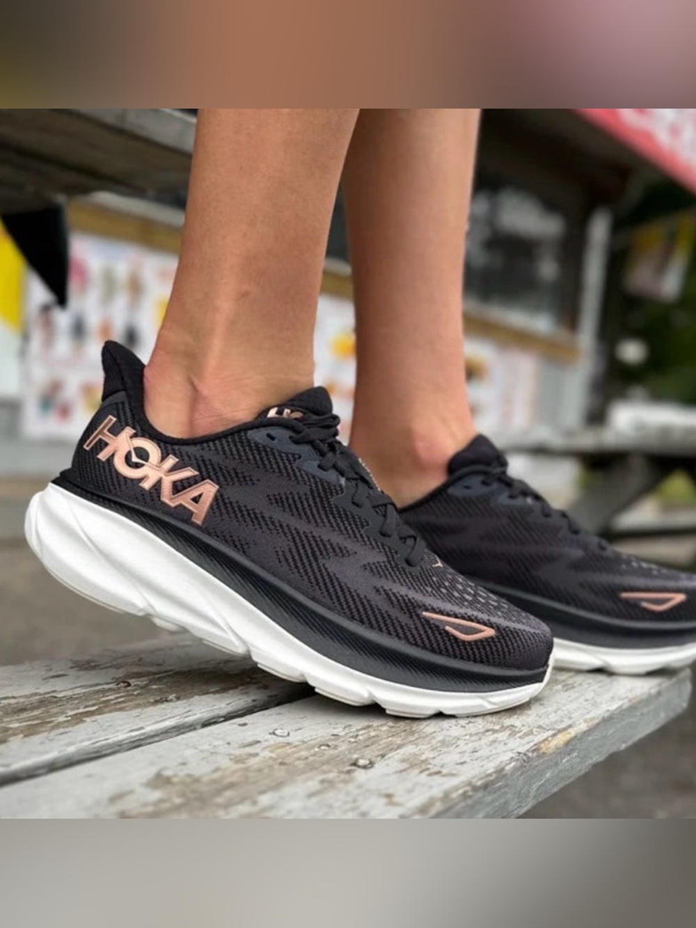 HOKA Clifton 9 running shoes– black/pink/ Women’s Size 12